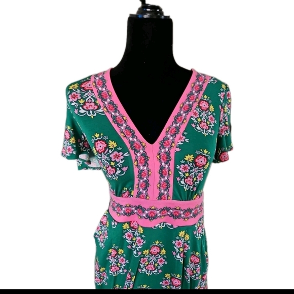 Boden Women's Green Ellie Maxi Floral Garden Party Colorful Tea Dress 4P - Picture 7 of 16